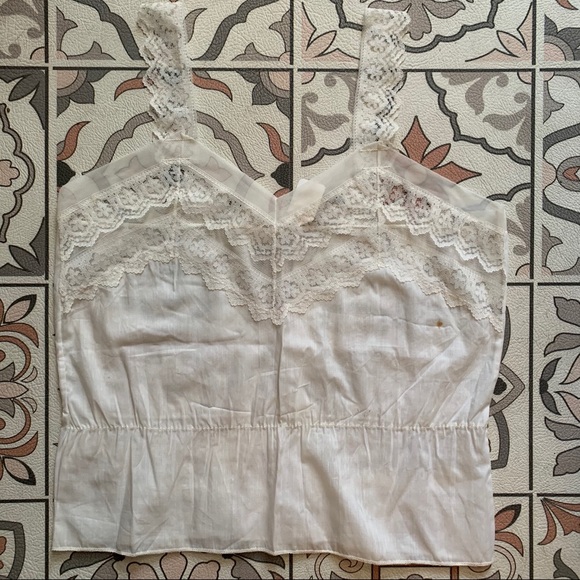 1930s 40s Vintage Lace Cotton Slip Camisole Top S - Picture 7 of 11